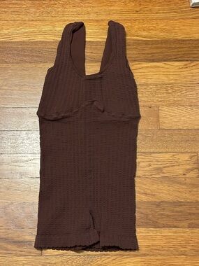 Free People Chocolate Brown Textured Ribbed Runsie